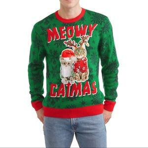 Christmas Party sweater cat ugly sweater party holiday unisex 2XL
